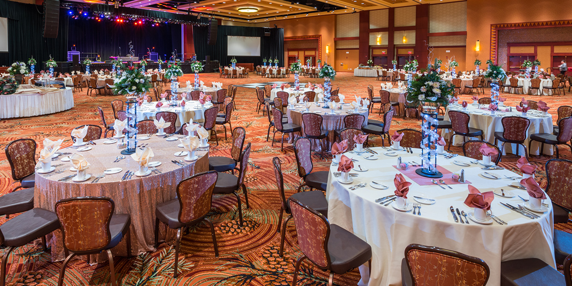 Dressed tables in Event Center at Seneca Allegany Resort & Casino