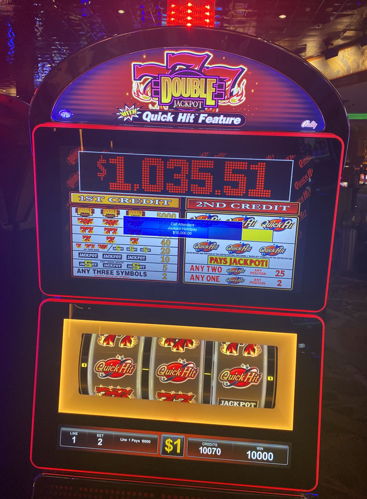 $10,000 on Quick Hit Double Jackpot Triple Blazing 7s on October 5